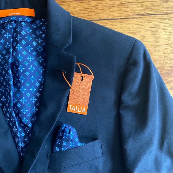NWT TALLIA Solid Wool Blend Sport Coat in Navy Blue - Picture 3 of 10